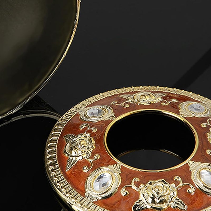 صندوق مناديل زخرفي مطلي بالمينا باللون الأبيض الذهبي لغرفة المعيشة ومنطقة تناول الطعام ومنظم سطح المطبخ - Image 2